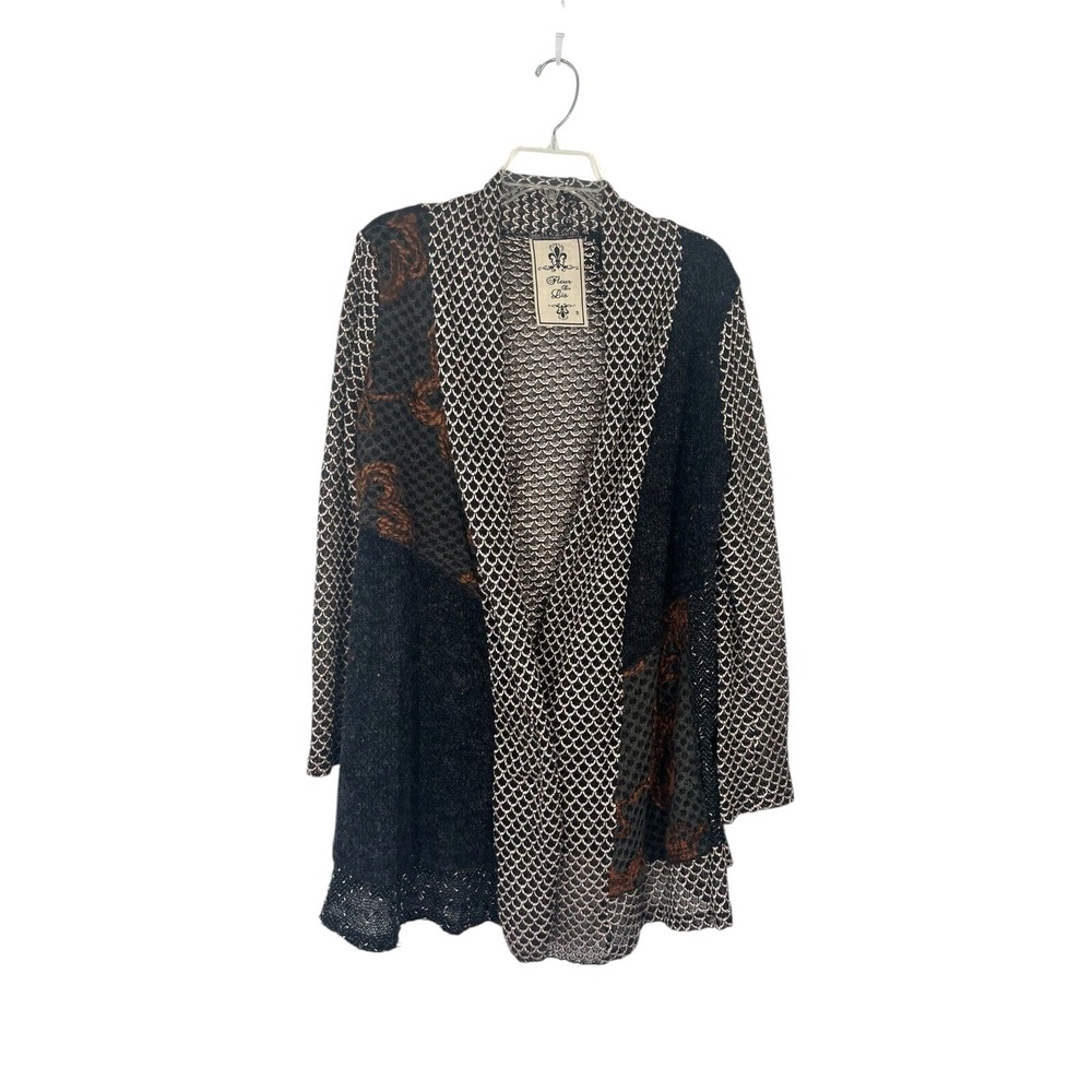 Fleur de Lis Women's Oversized Open Front Cardigan Sweater Boho‎ Hippie S